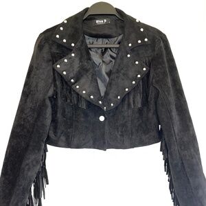 Black Suede fringe jacket